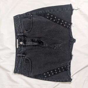 Pacsun Los Angeles Denim Mini-Skirt w/Lace Detail, Color Black Size 26